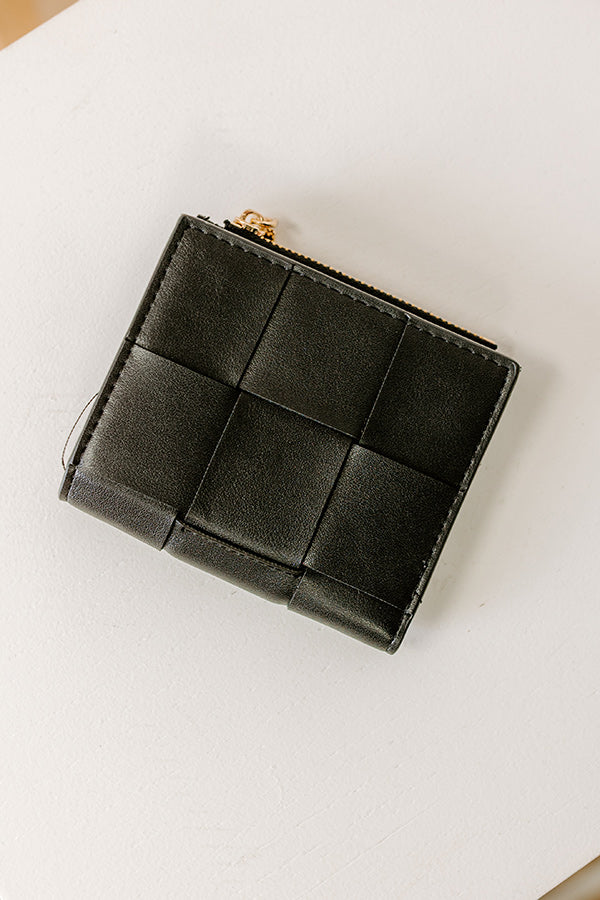 Amelie Faux Leather Woven Wallet in Black Image - 2