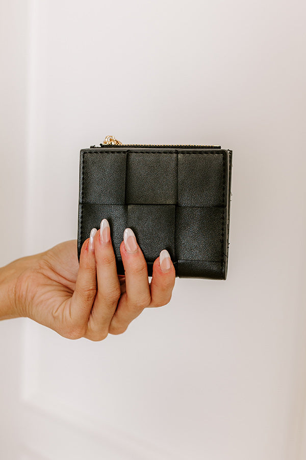 Amelie Faux Leather Woven Wallet in Black Image - 1