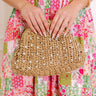 Gwendolyn Rhinestone Embellished Woven Clutch Image - 1