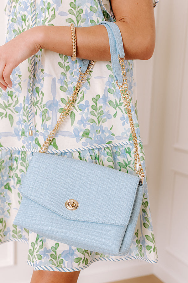 The Grace Faux Leather Crossbody in Sky Blue