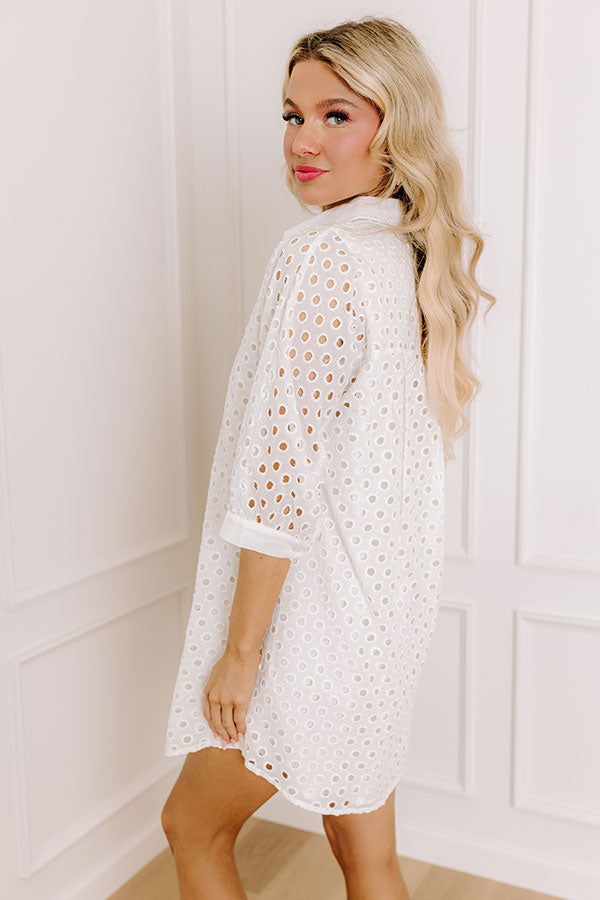 Feeling Posh Eyelet Mini Dress in White Image - 4