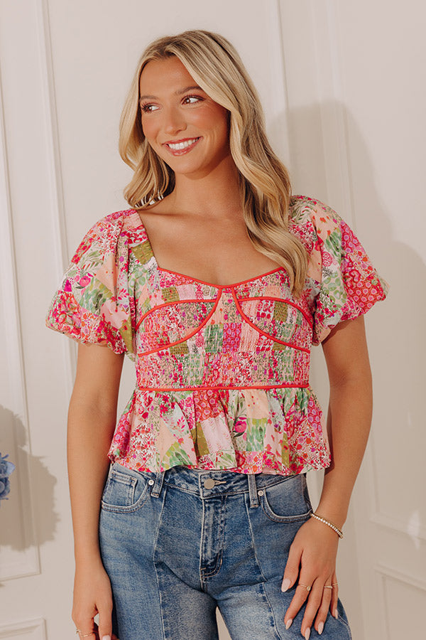 Chateau Lovely Floral Smocked Top