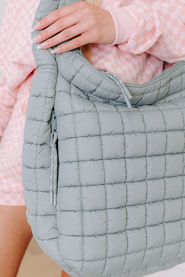 Leda Quilted Puffer Tote in Sage Image - 3
