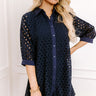 Feeling Posh Eyelet Mini Dress in Navy Image - 1