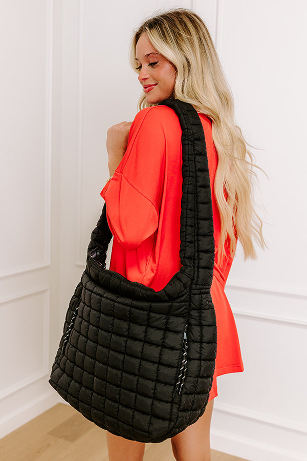 Leda Quilted Puffer Tote in Black Image - 3