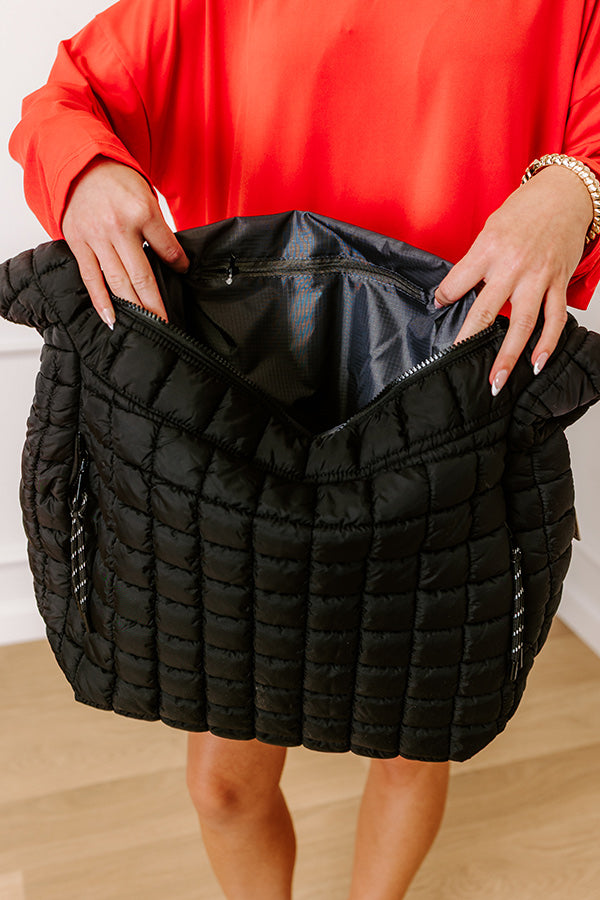 Leda Quilted Puffer Tote in Black Image - 2