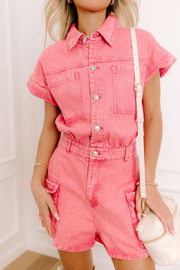 Rosé All Day Denim Romper Image - 3