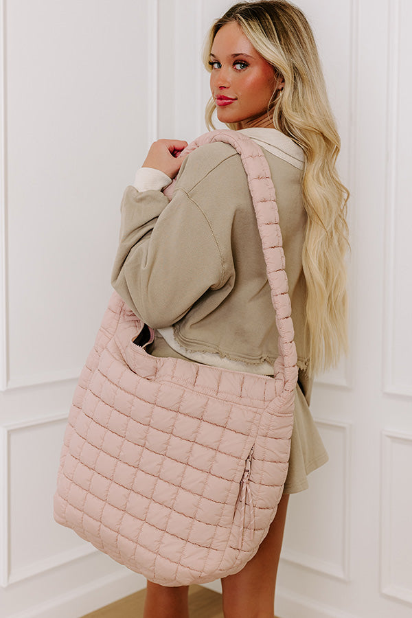 Leda Quilted Puffer Tote in Light Pink Image - 1