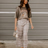 The Madison High Waist Plaid Pants in Mocha Image - 1
