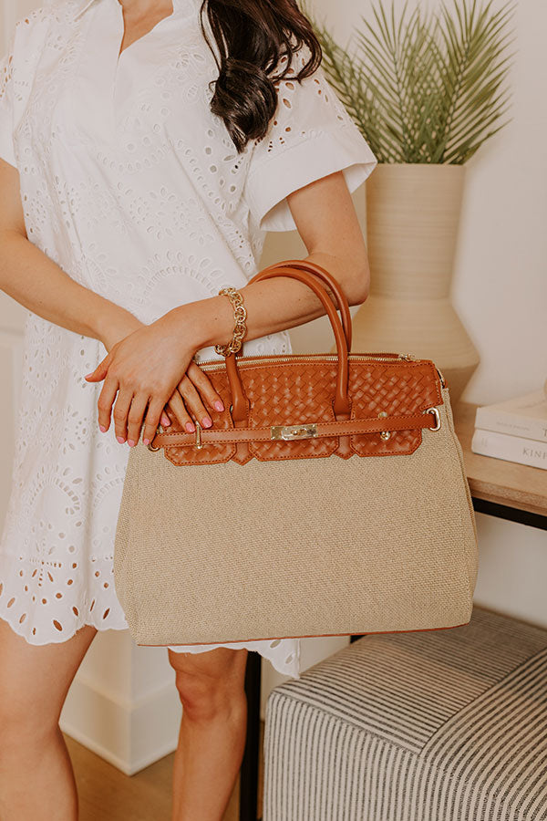 Bertha Woven Tote in Brown Image - 1