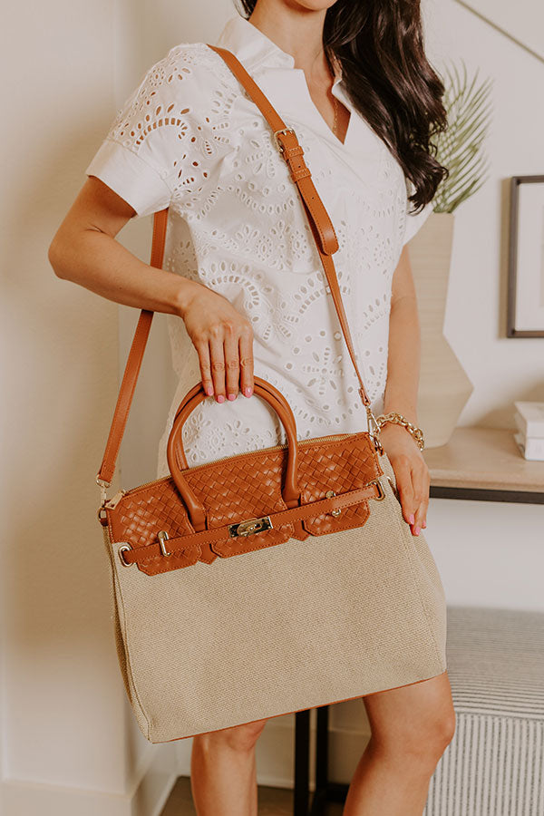 Bertha Woven Tote in Brown Image - 2