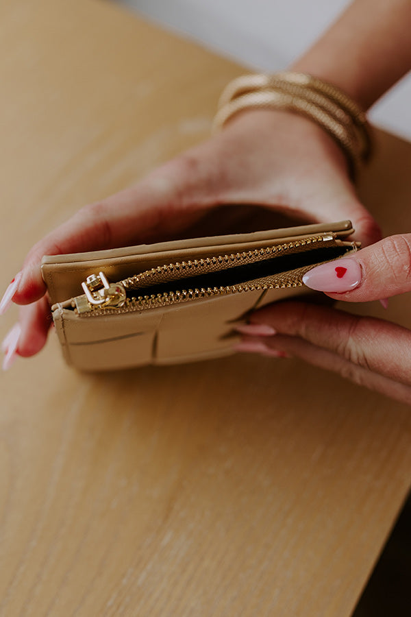 Amelie Faux Leather Woven Wallet in Iced Latte Image - 2