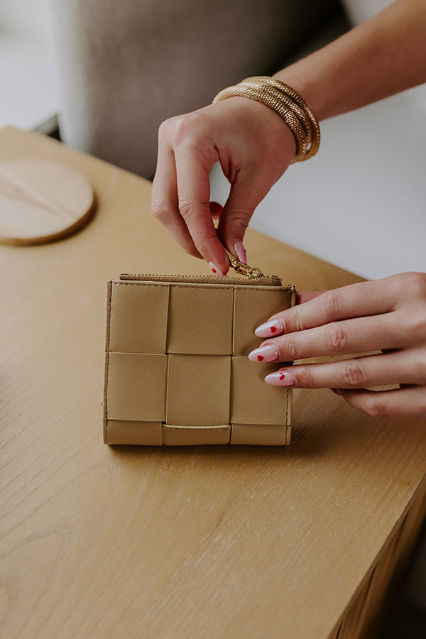Amelie Faux Leather Woven Wallet in Iced Latte Image - 1