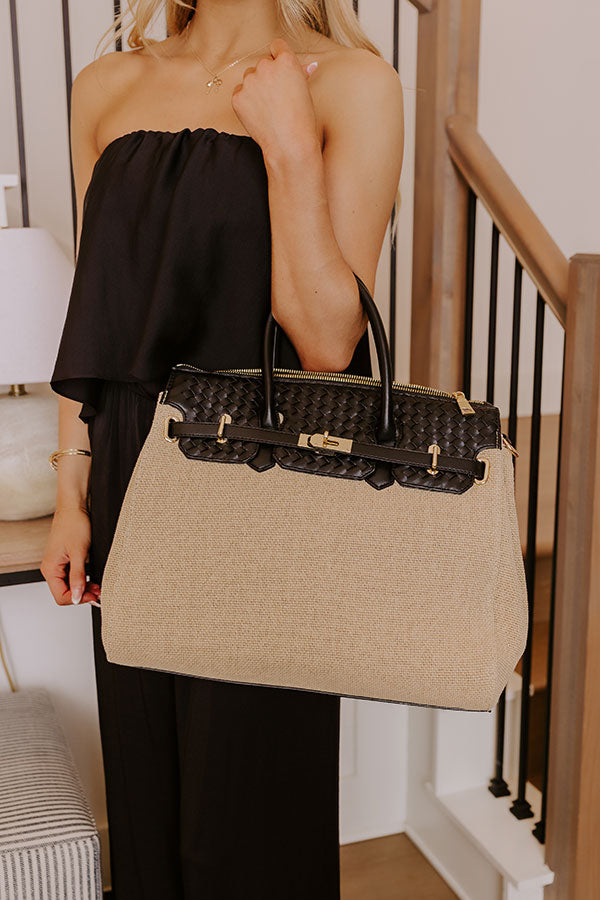 Bertha Woven Tote in Black Image - 1