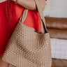 Johanna Large Woven Vegan Leather Shoulder Bag Iced Latte Image - 1