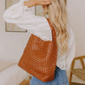 Johanna Large Woven Vegan Leather Shoulder Bag in Brown Image - 1