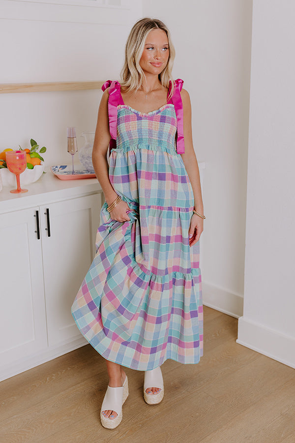 Block Party Chic Plaid Midi Dress Image - 3