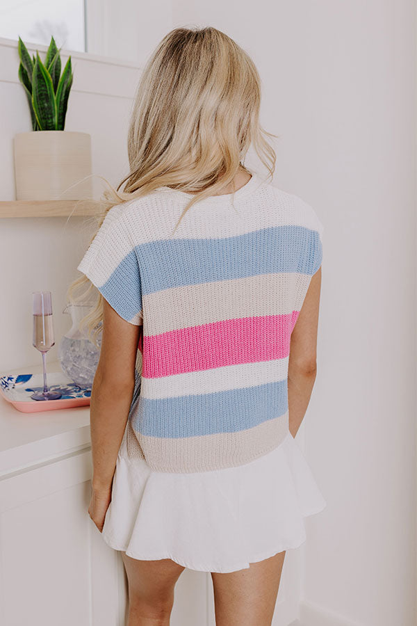 Sun-Kissed Shores Knit Top in Sky Blue Image - 4