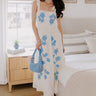 Antigua Afternoon Floral Embroidered Midi Dress Image - 1