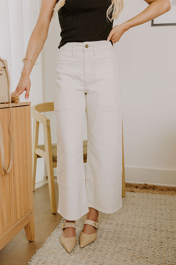 The Maeve High Waist Wide Leg Crop Jean in Cream Image - 2