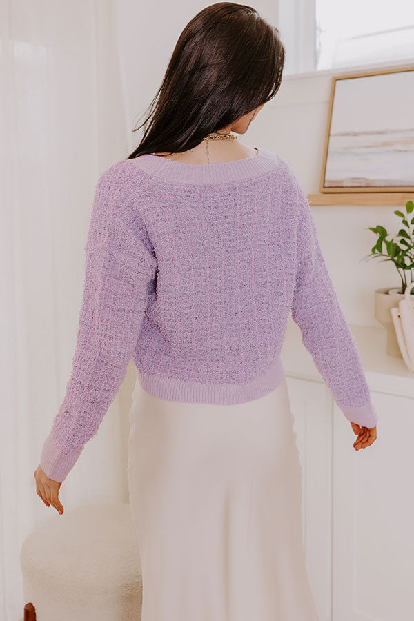 Cappuccino Sippin Tweed Knit Sweater in Lavender Image - 4