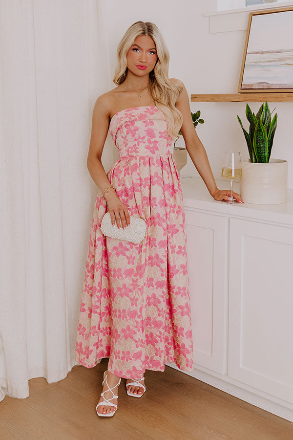Garden Serenade Floral Jacquard Midi Dress Image - 2