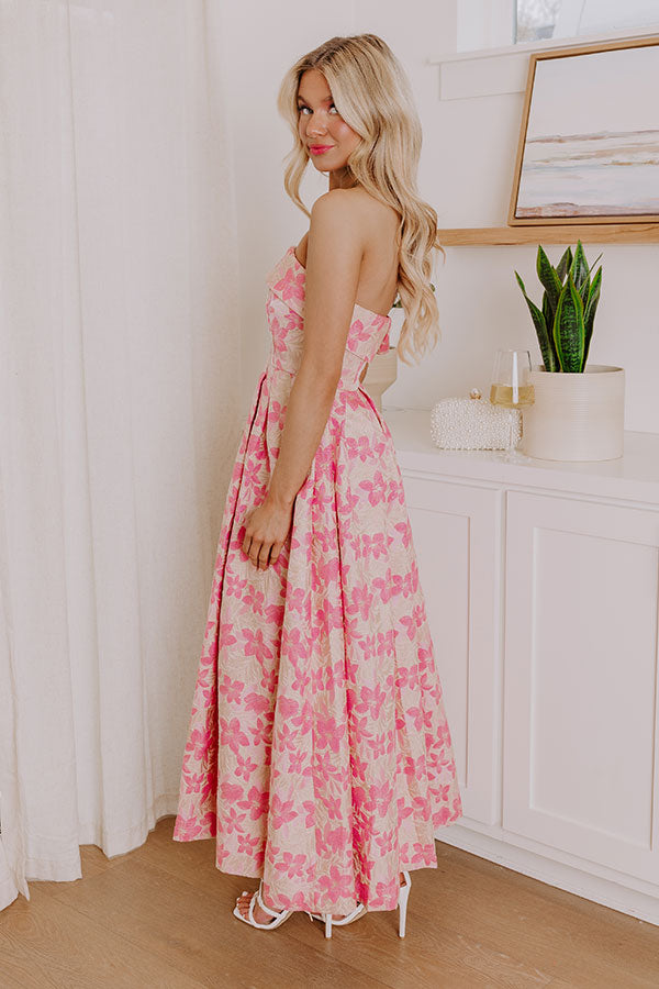 Garden Serenade Floral Jacquard Midi Dress Image - 4