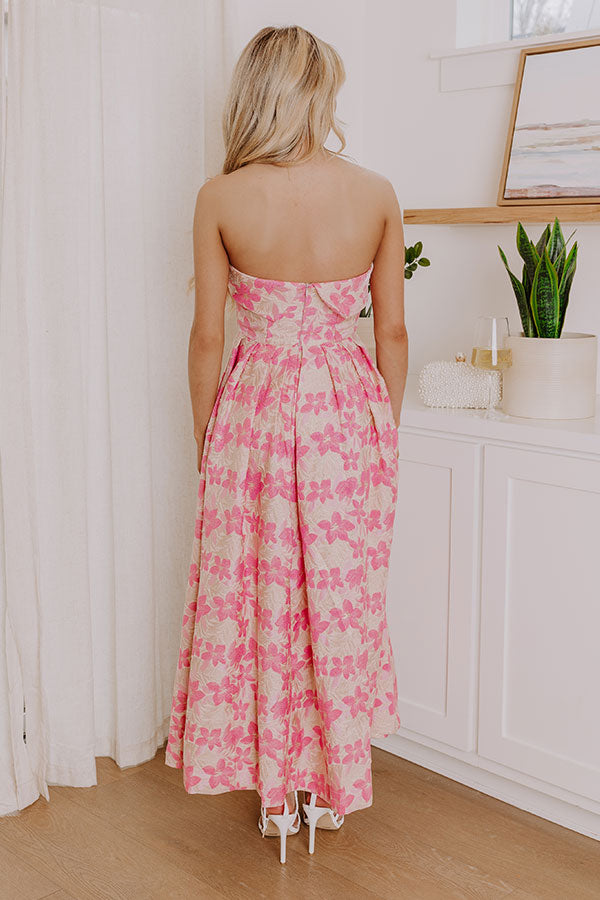 Garden Serenade Floral Jacquard Midi Dress Image - 5