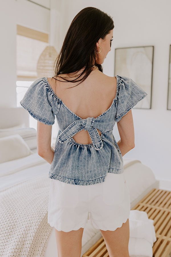 Paradise Getaway Denim Peplum Top Image - 2