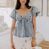 Paradise Getaway Denim Peplum Top Image - 1