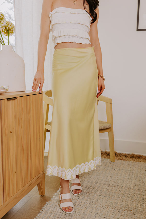The Anna High Waist Satin Midi Skirt Image - 5