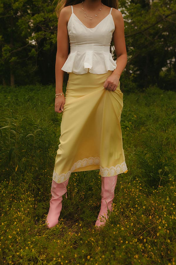 The Anna High Waist Satin Midi Skirt Image - 2
