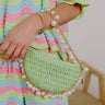 Isla Straw Woven Top Handle Bag in Lime Image - 1
