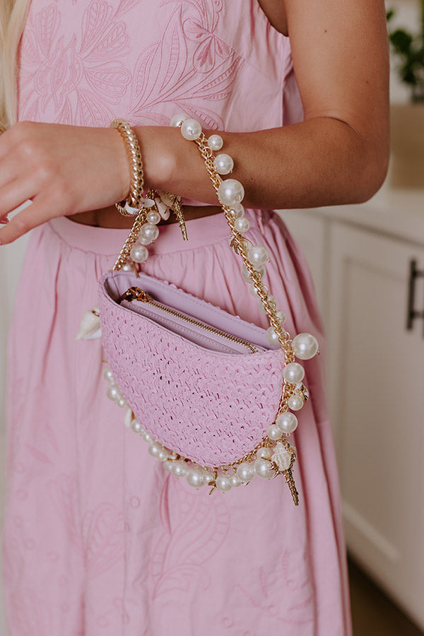 Isla Straw Woven Top Handle Bag in Lavender Image - 3