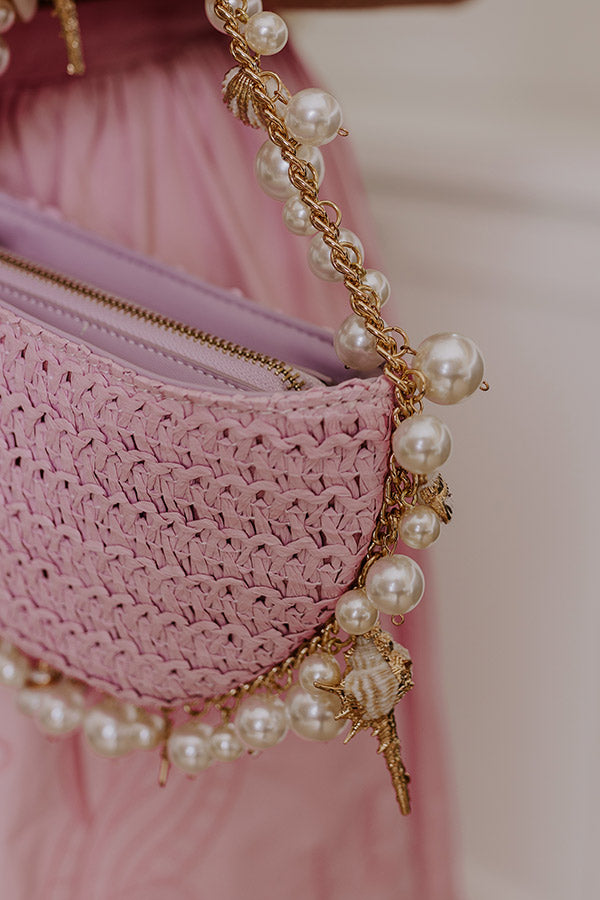 Isla Straw Woven Top Handle Bag in Lavender Image - 5
