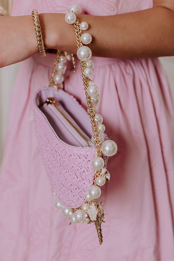 Isla Straw Woven Top Handle Bag in Lavender Image - 4