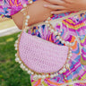 Isla Straw Woven Top Handle Bag in Lavender Image - 1