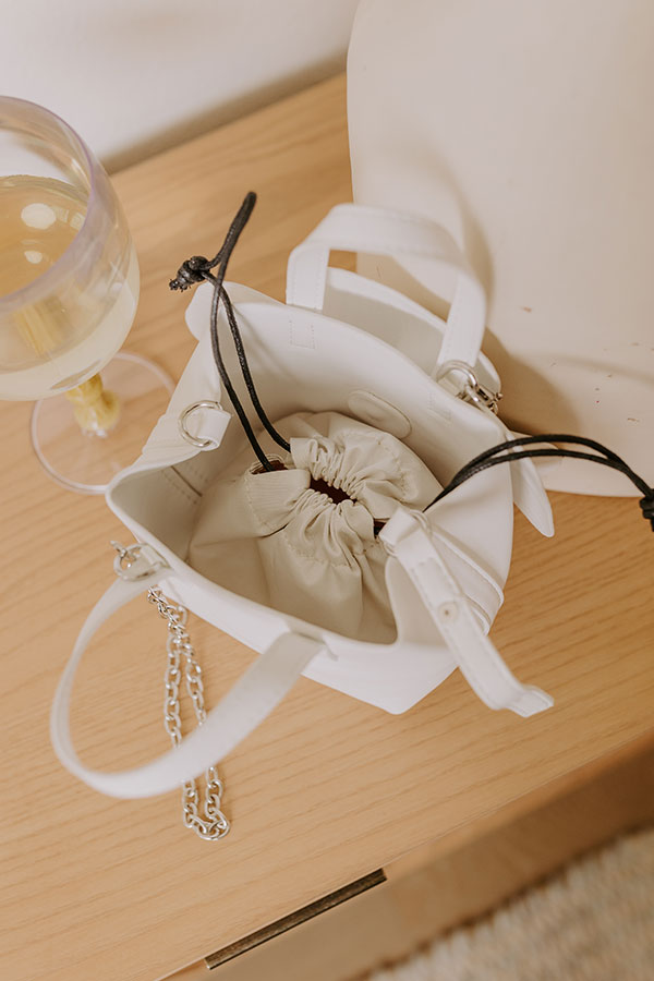 Monroe Flower Vegan Leather Top Handle Bag in White Image - 3