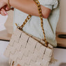 Mimie Vegan Leather Woven Crossbody Bag in Beige Image - 1
