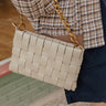 Mimie Vegan Leather Woven Crossbody Bag in Beige Image - 1