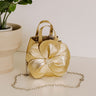 Monroe Flower Vegan Leather Top Handle Bag in Gold Image - 1
