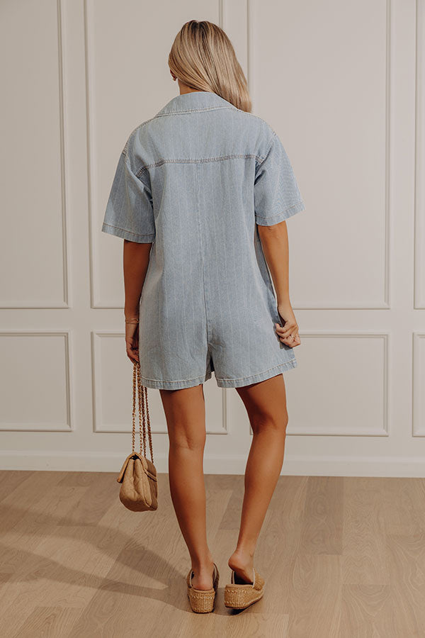 Heart On The Line Denim Romper Image - 3