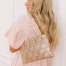 Mimie Vegan Leather Woven Crossbody Bag in Rose Gold Image - 1