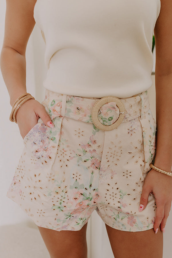 The Flora High Waist Eyelet Shorts Image - 2