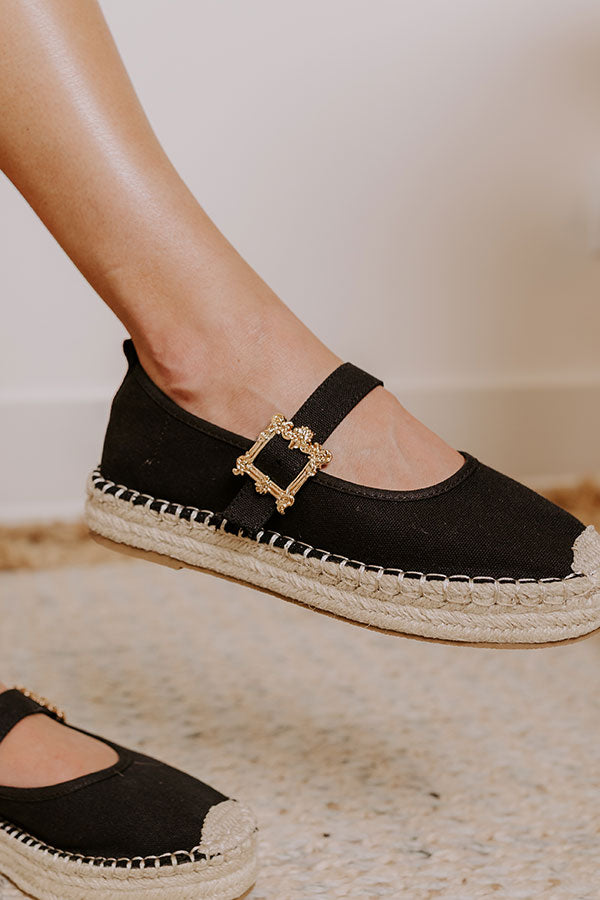 The Reagan Espadrille Flats in Black Image - 3