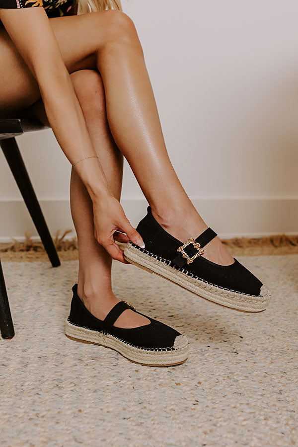 The Reagan Espadrille Flats in Black Image - 1