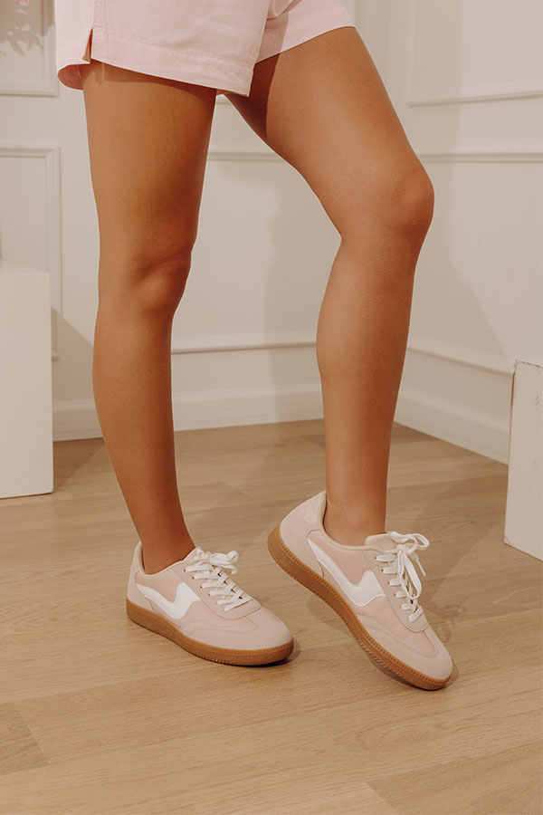 The Miley Faux Leather Sneaker in Blush Image - 3