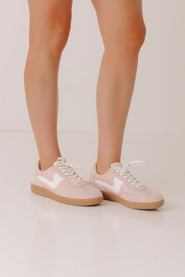The Miley Faux Leather Sneaker in Blush Image - 1