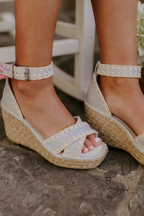The Grace Denim Espadrille Wedge in Light Wash Image - 2