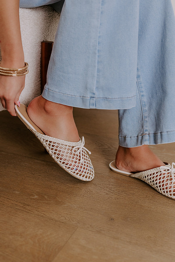 The Elsie Faux Leather Woven Flats in Ivory Image - 2